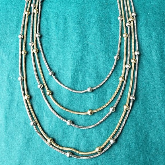 2/10$ Charming Charlie Silver tone and gold tone 5 strands necklace - Picture 1 of 5